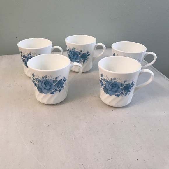 Vintage Blue Velvet Corelle  Corning Set of 5 mugs - Picture 1 of 5